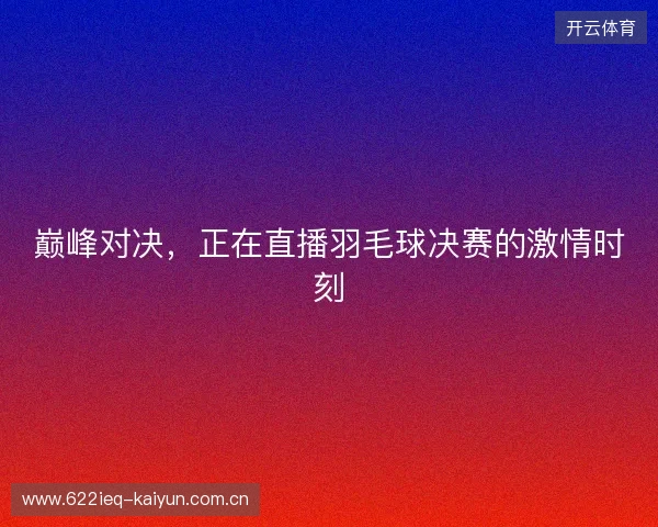 巅峰对决，正在直播羽毛球决赛的激情时刻